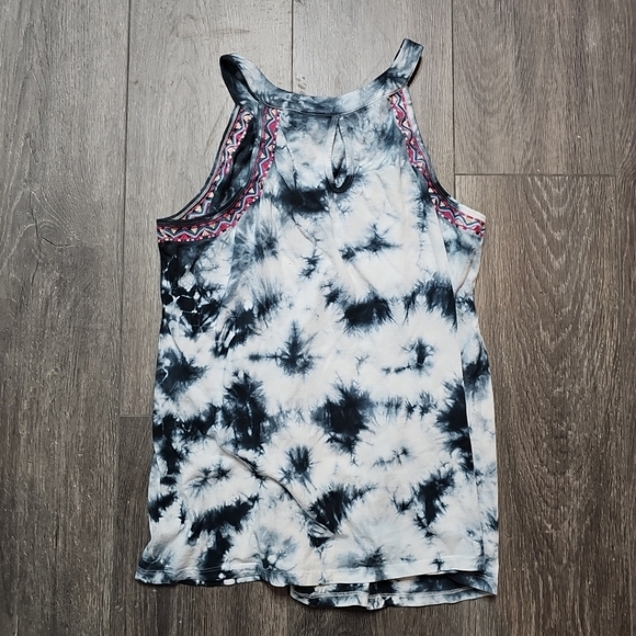 Torrid Embroidered Black White Tie-Dye High Neck Tank Top Women’s Size 00 M L 10 - Picture 5 of 5